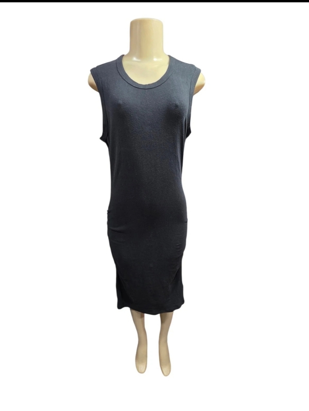 James Perse Women's Stretch Ruched Dress Sleeveless Black Size 2